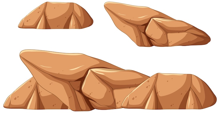 Vector Gratis set of brown rocks in different shapes
