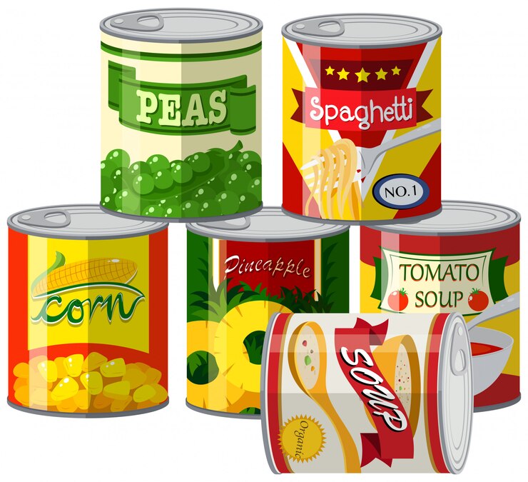 Vector Gratis set of canned foods