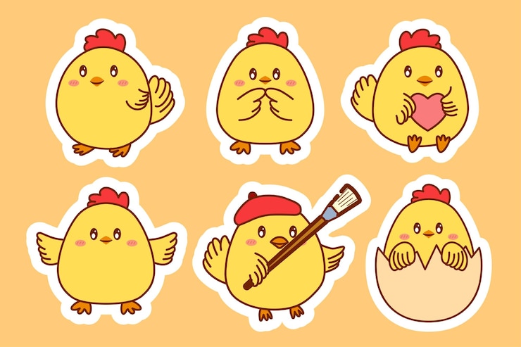 Vector Gratis set of chick with various activities and emotion cartoon vector
