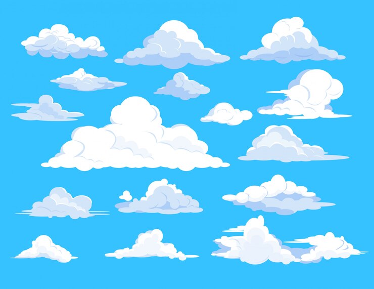 Vector Gratis set of clouds in sky