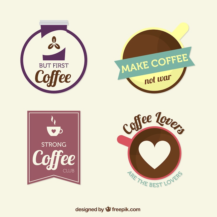 Vector Gratis set of coffee stickers
