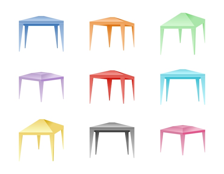 Vector Gratis set of color folding tents.