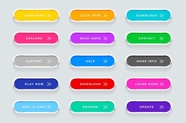 set of colorful and empty explore web button icon design