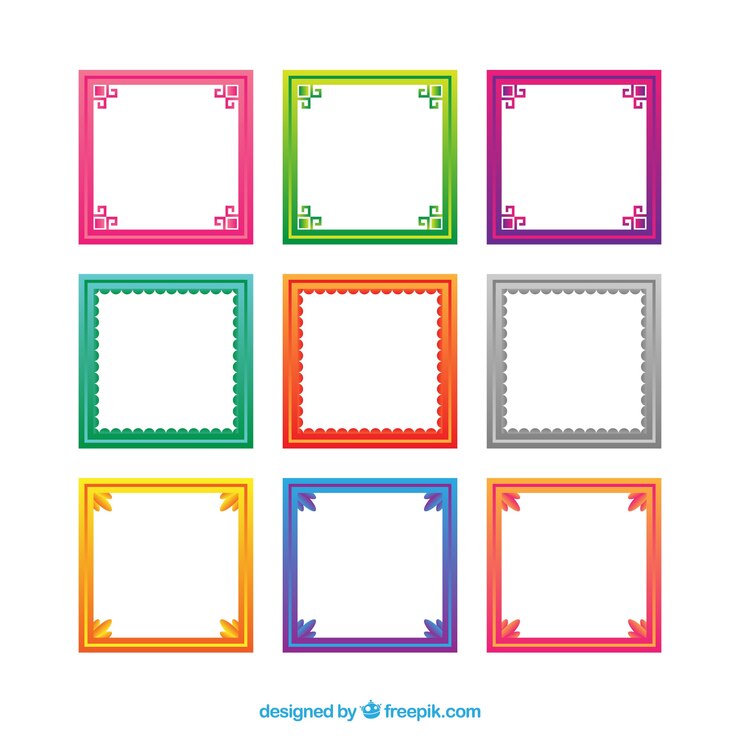 Vector Gratis set of colorful frames in gradient style