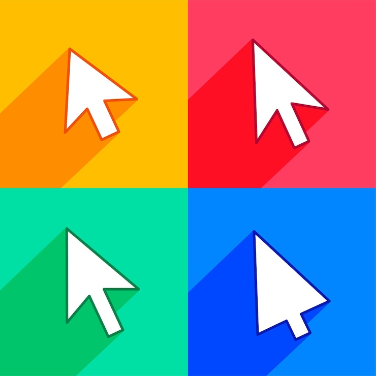 Vector Gratis set of computer arrow symbol in four color vector