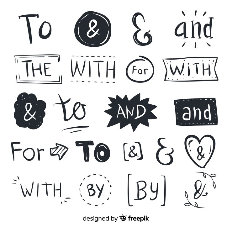 Vector Gratis set of cute hand drawn wedding catchword