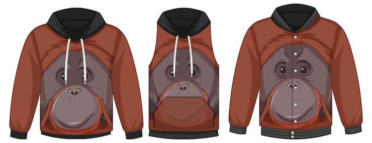 Vector Gratis set of different jackets with orangutan template