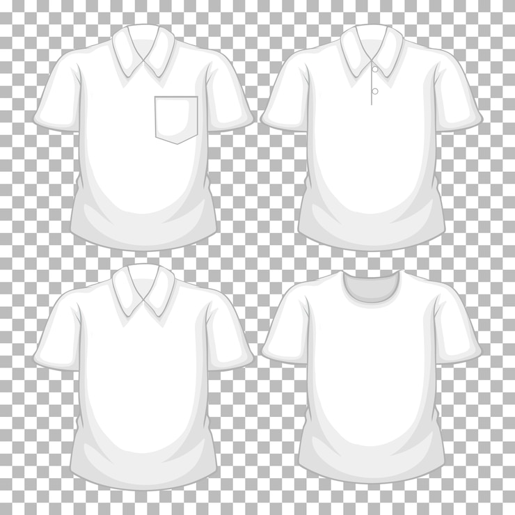 Vector Gratis set of different white shirts isolated on transparent background
