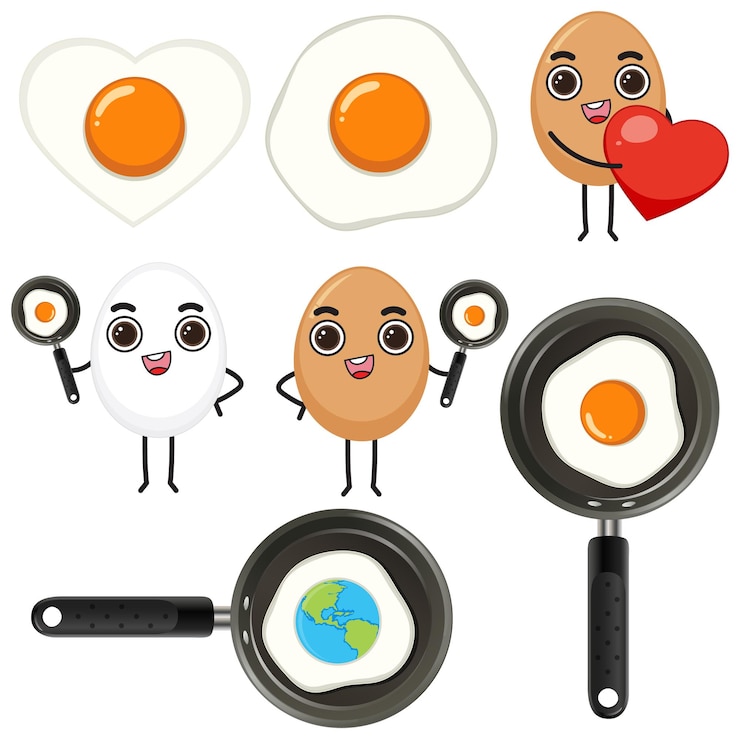 Vector Gratis set of eggs cartoon characters