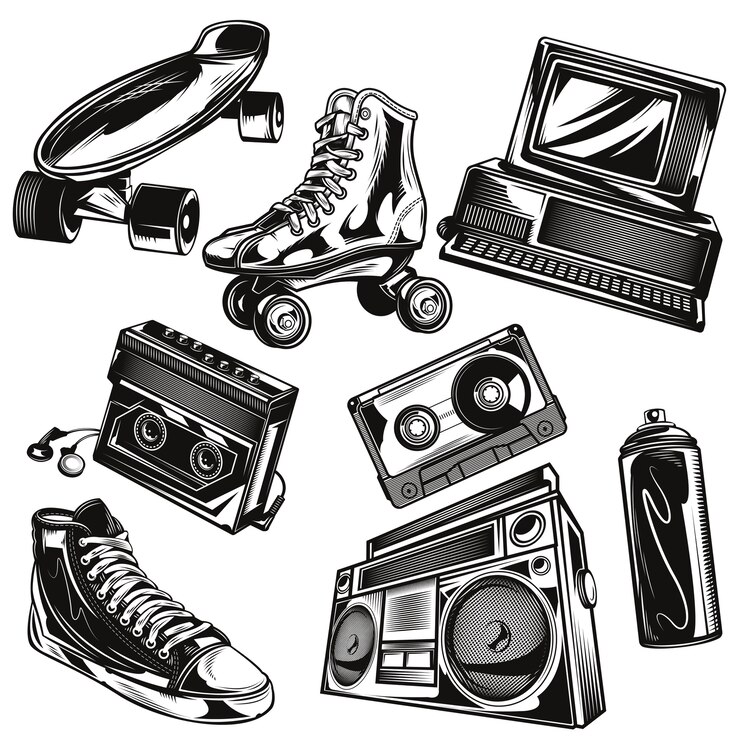 Vector Gratis set of elements from 80's