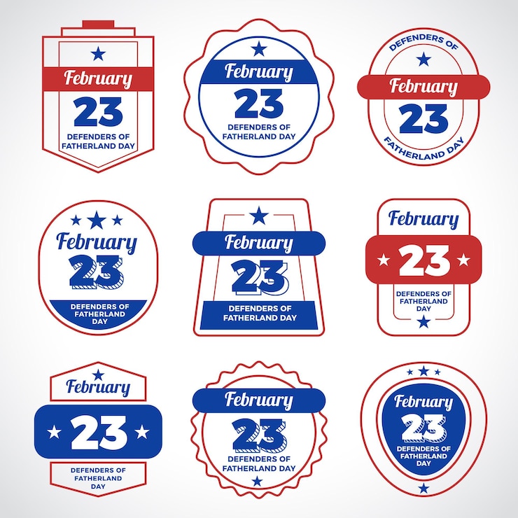 Vector Gratis set of fatherland defender day labels