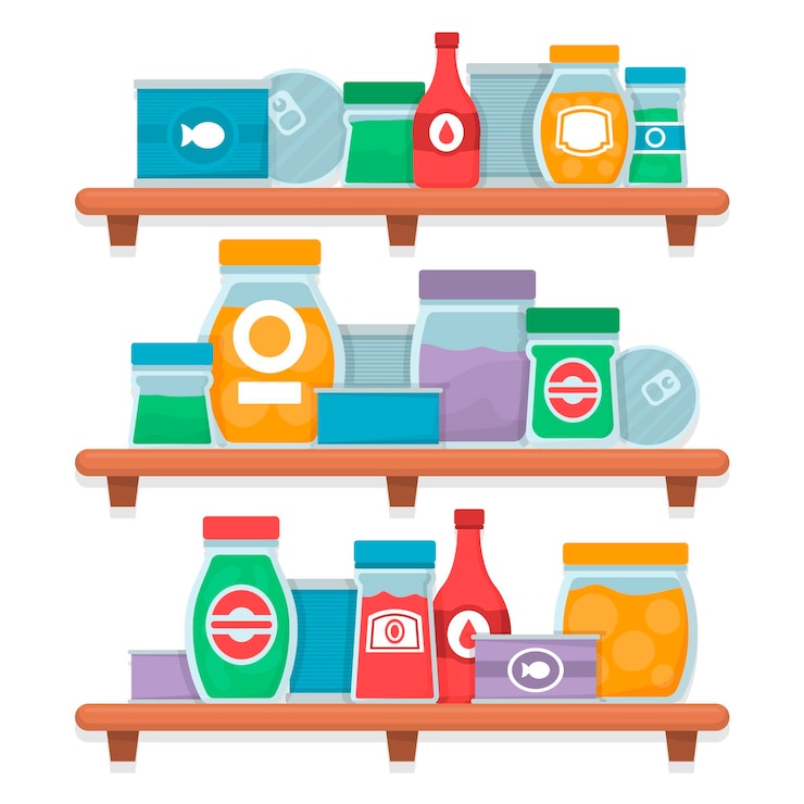 Vector Gratis set of flat design pantry with different foods