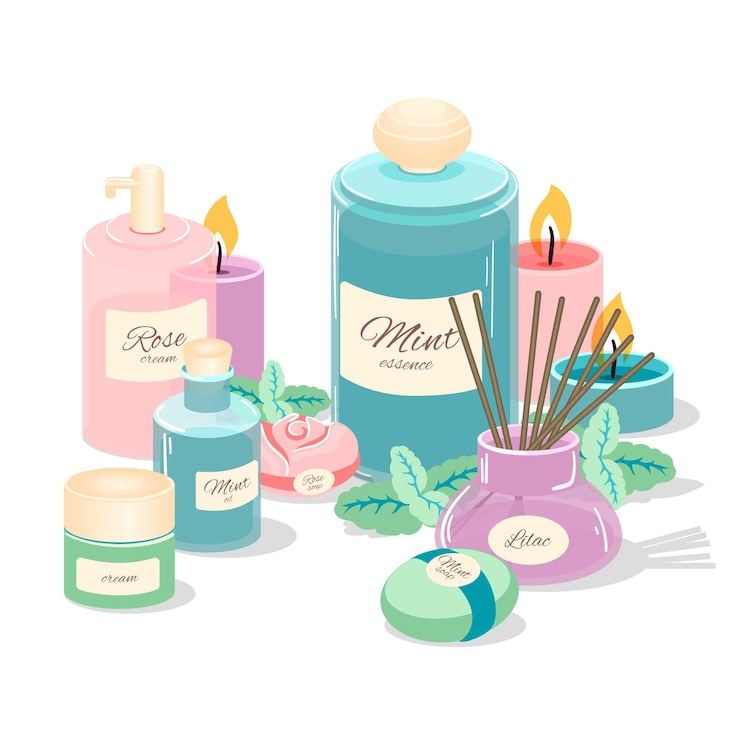Vector Gratis set of flat hand drawn aromatherapy