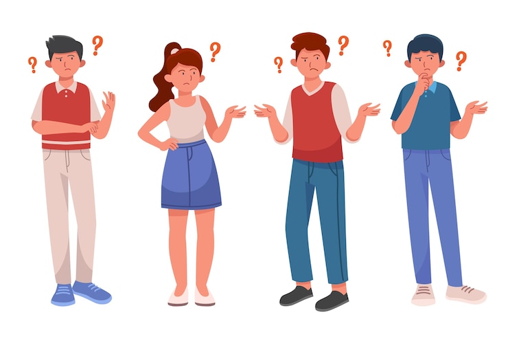 Vector Gratis set of flat people asking questions