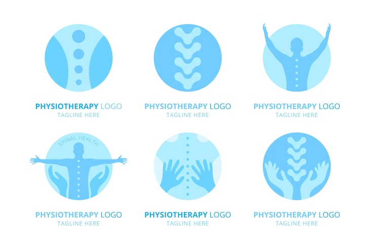 Vector Gratis set of flat physiotherapy logo templates