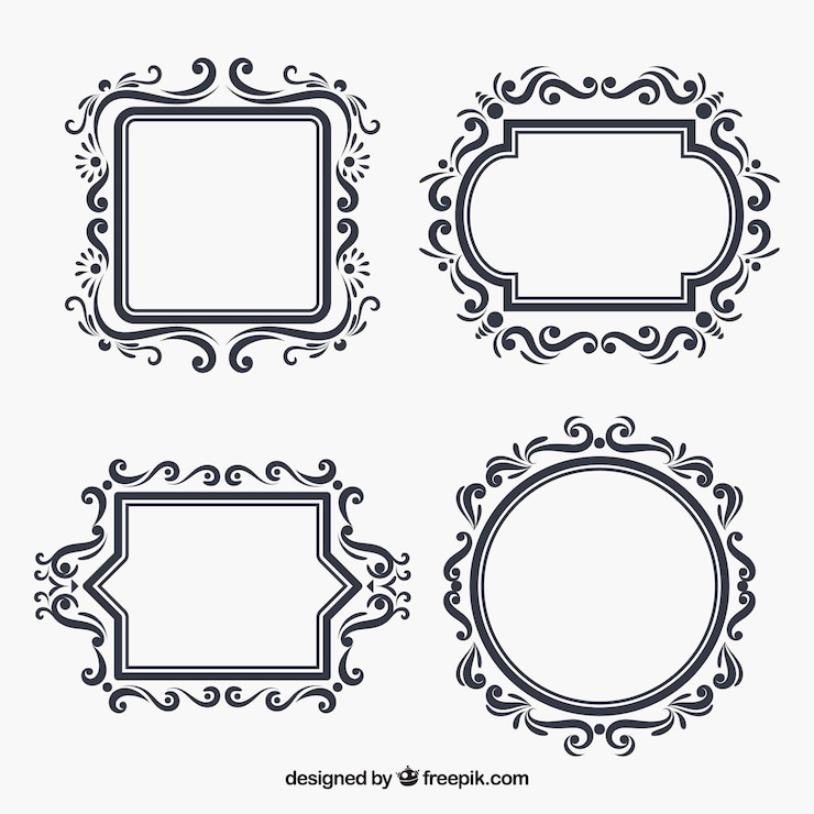 Vector Gratis set of floral frames in flat style