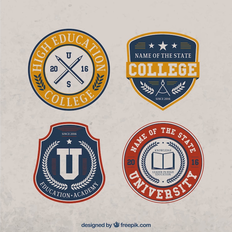 Vector Gratis set of four college vintage stickers 