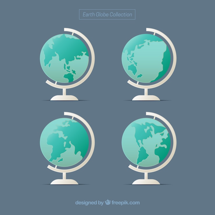 Vector Gratis set of four earth globe in flat design