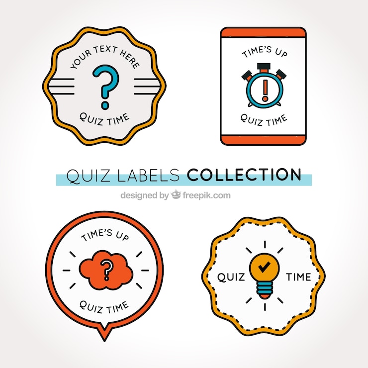 Vector Gratis set of four quiz labels with geometric shapes