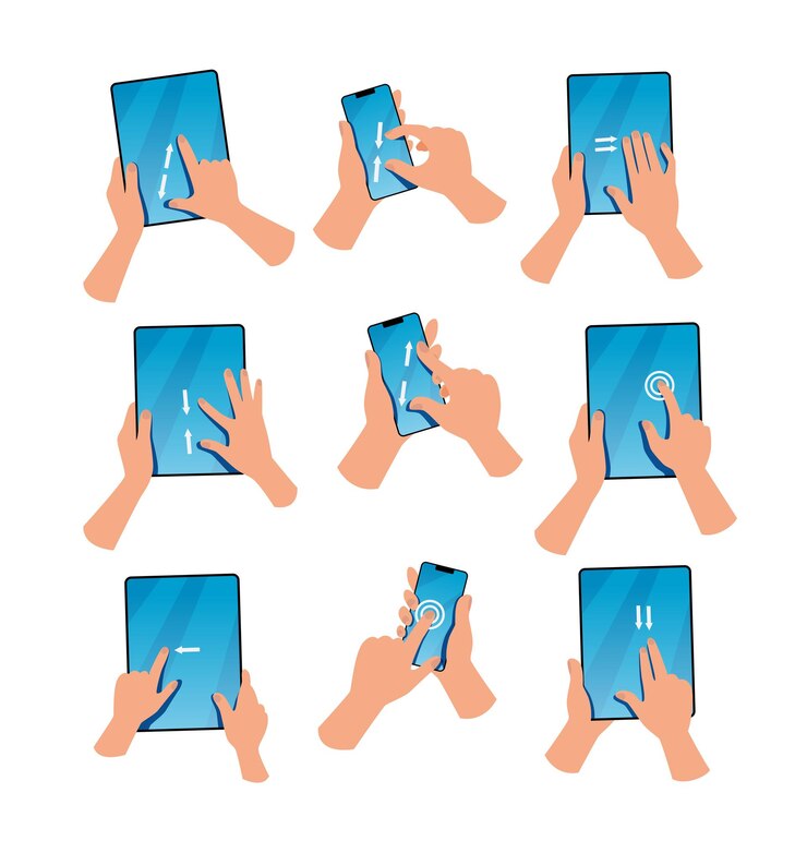 Vector Gratis set of gadgets with touchscreen function