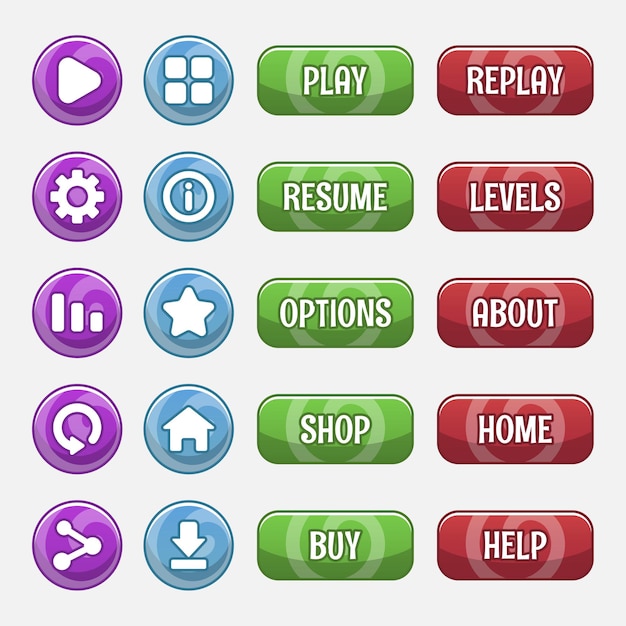 set of game menu selection for rpg and adventure game, including menu, level selection and options.