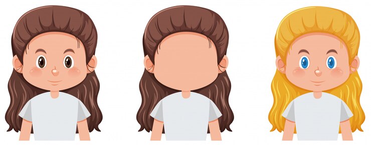 Vector Gratis set of girl faces