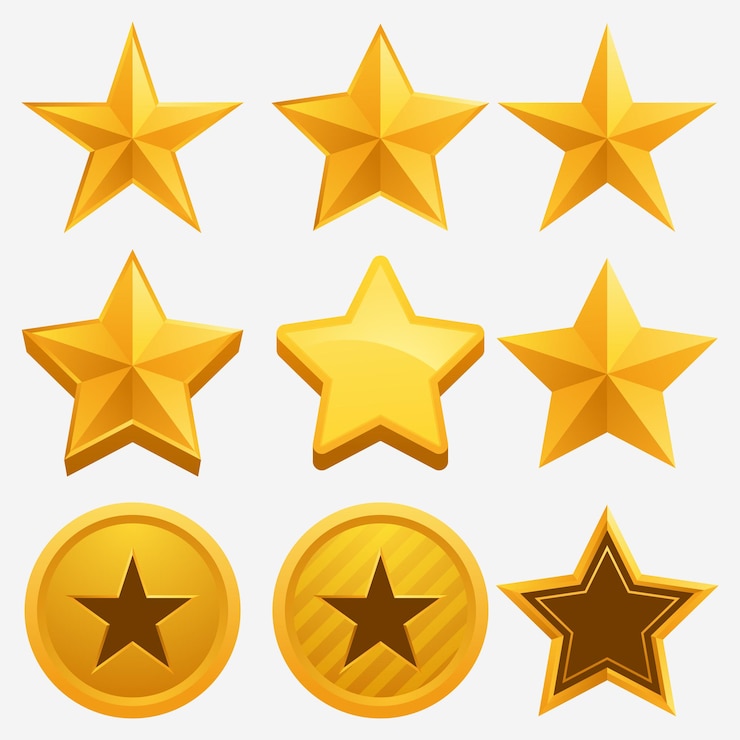 Vector Gratis set of golden star shape for game ranking