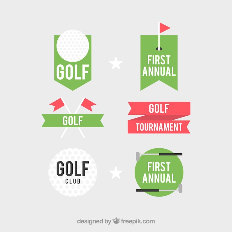 Vector Gratis set of golf labels in flat style