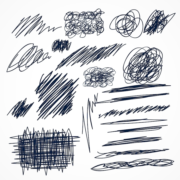 Vector Gratis set of hand drawn ink pen scribbles