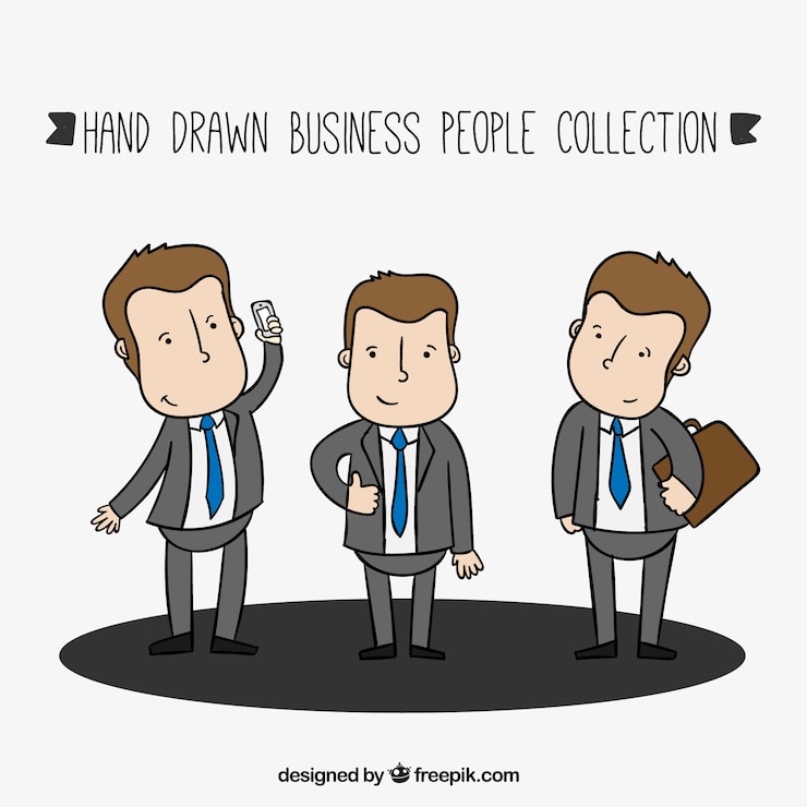 Vector Gratis set of hand drawn nice businessman 