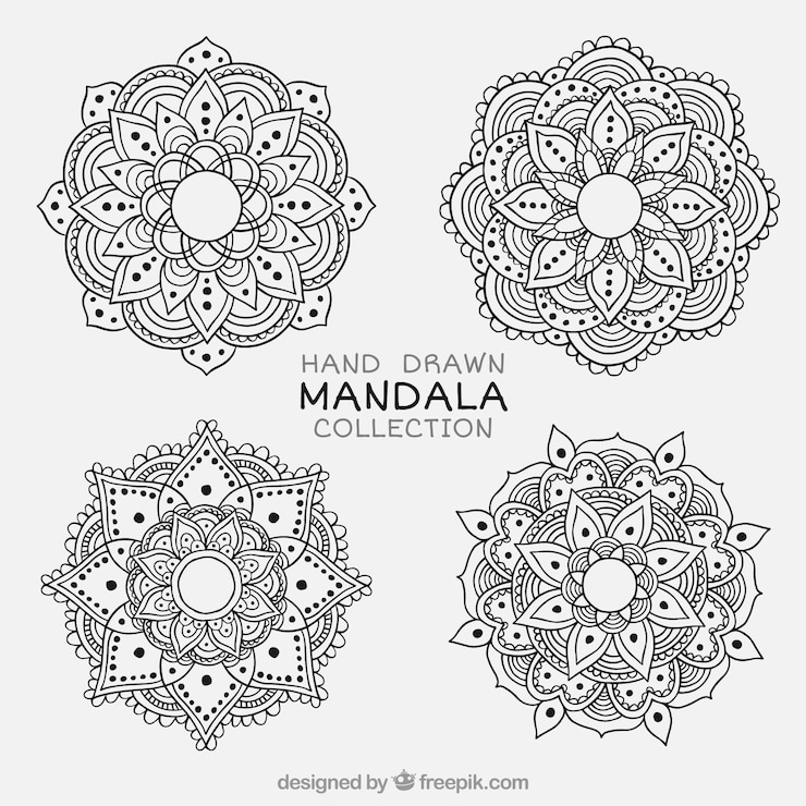 Vector Gratis set of hand drawn ornamental mandalas 