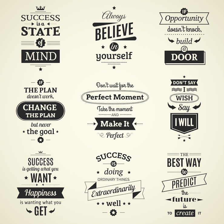 Vector Gratis set of inspiring success quotes typographic posters with creative life motivation