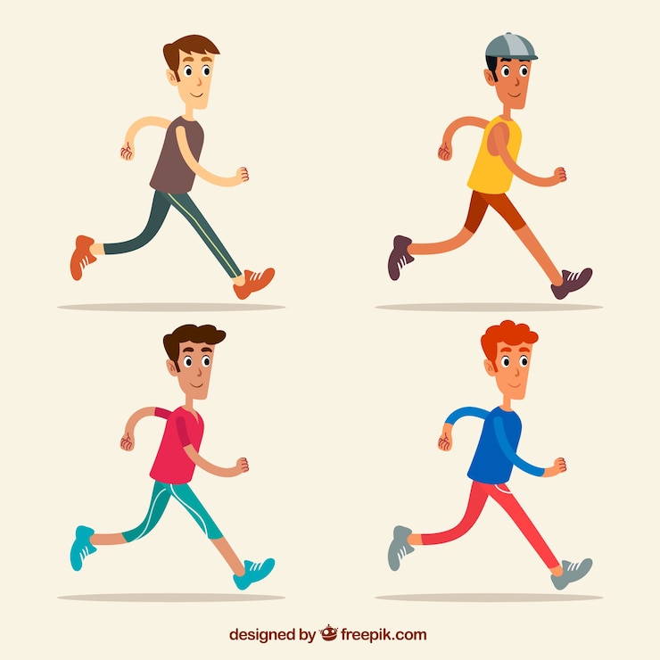 Vector Gratis set of men running in flat design