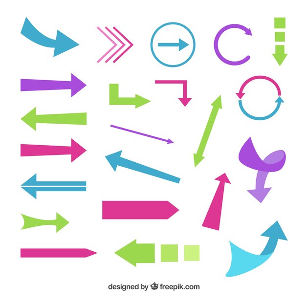 Set of modern colored arrows