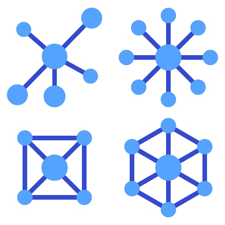 Vector Gratis set of network lines and circles flat