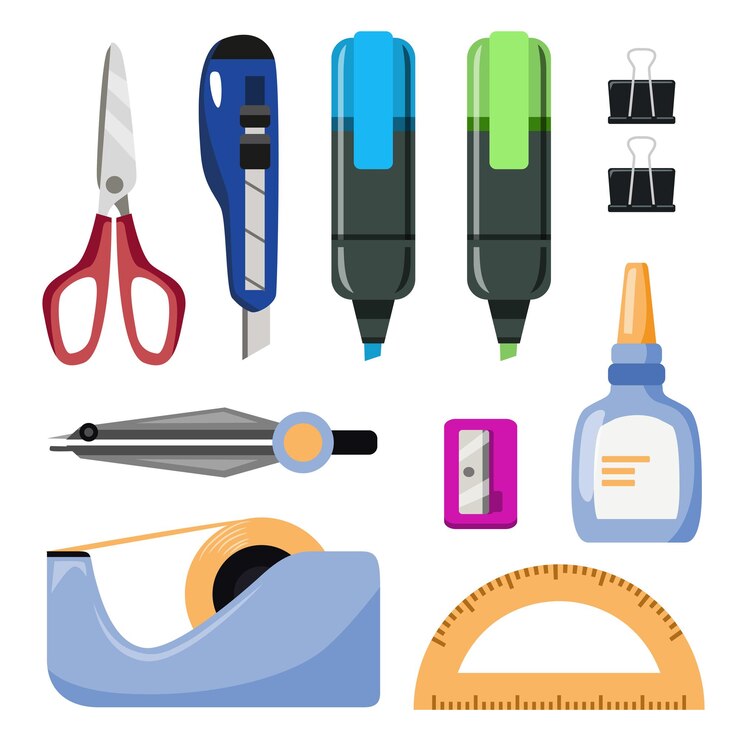 Vector Gratis set of object itemp for education in cartoon style