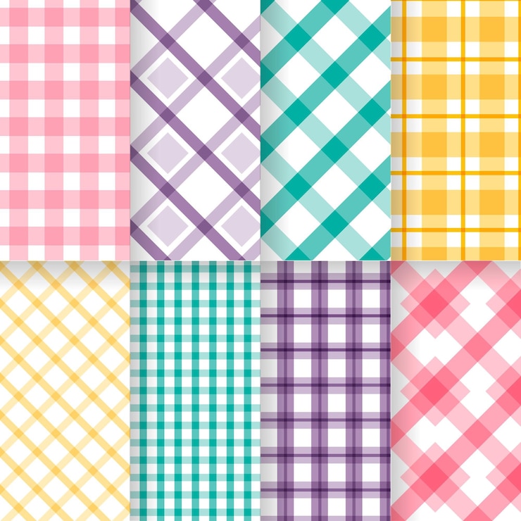 Vector Gratis set of pastel gingham pattern