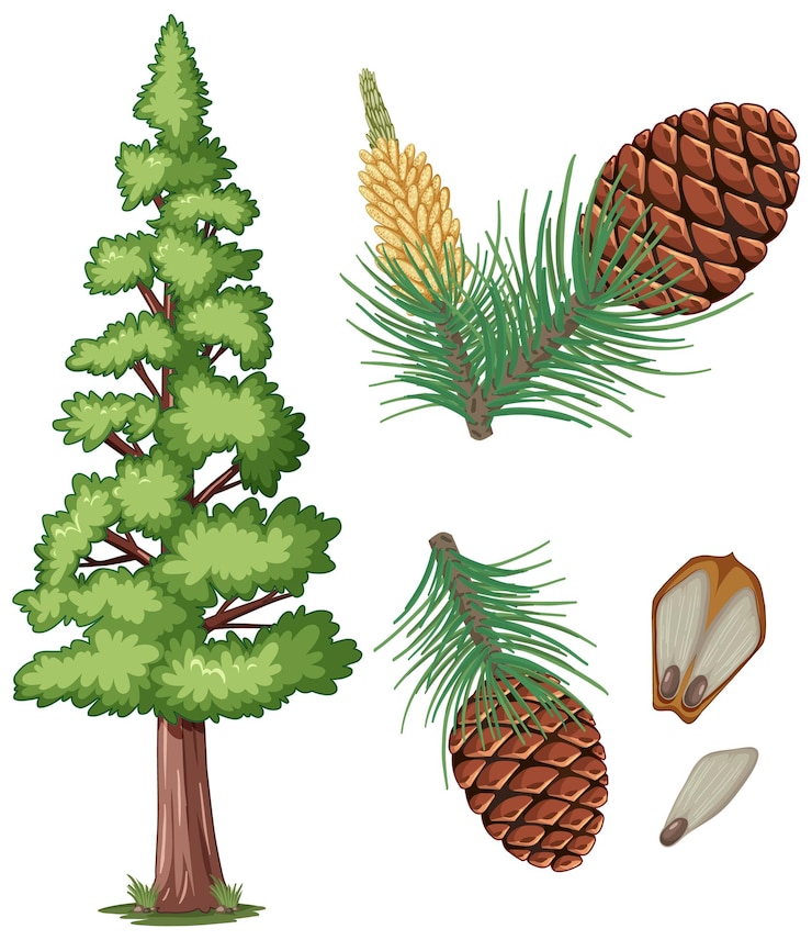 Vector Gratis set of pinecorn and pine needles isolated