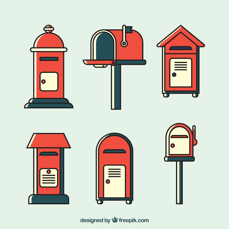 Vector Gratis set of red mailboxes in flat design