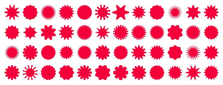 Vector Gratis set of red starburst badges promotional labels price stickers or sunburst promo tags