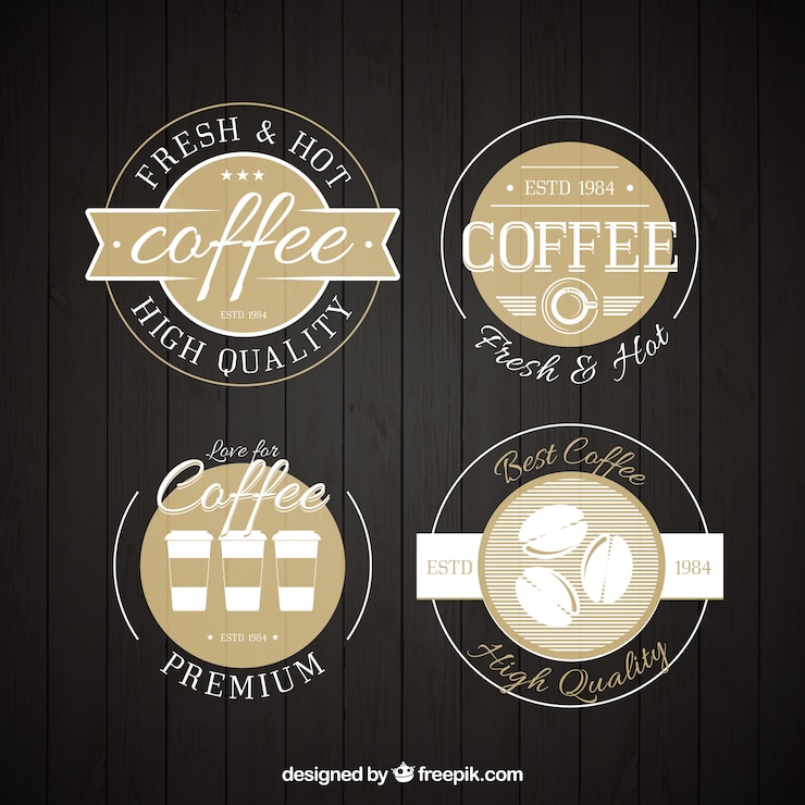 Vector Gratis set of retro hand drawn coffee stickers