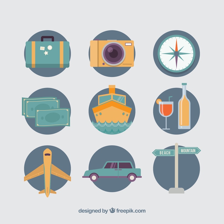 Vector Gratis set of retro travel elements