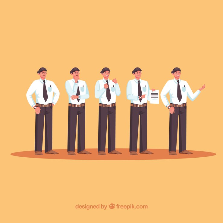 Vector Gratis set of salesman characters with flat design