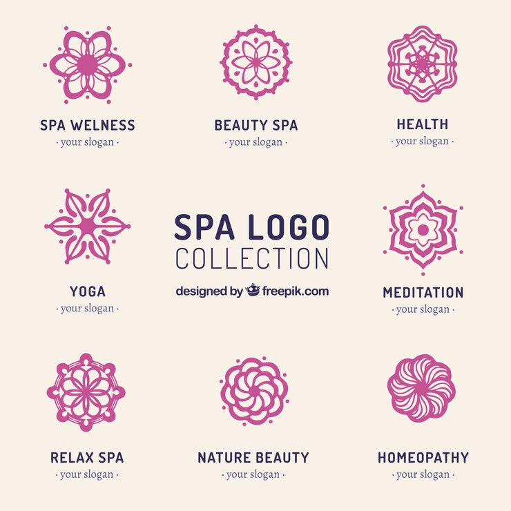 Vector Gratis set of spa center logos in flat style