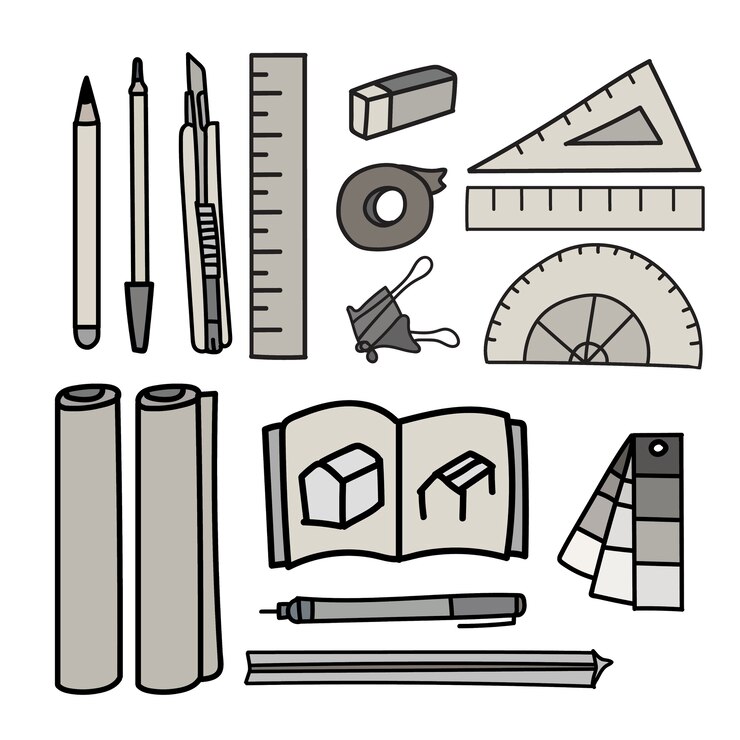 Vector Gratis set of stationery doodle style