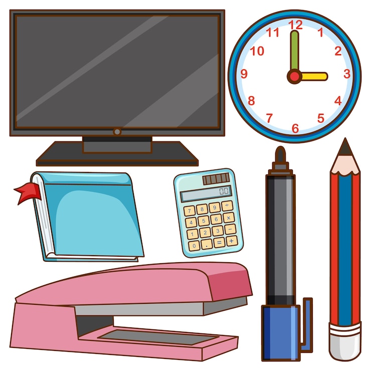 Vector Gratis set of stationery simple cartoon