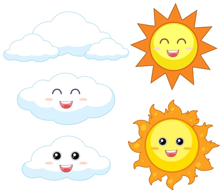 Vector Gratis set of sun and cloud