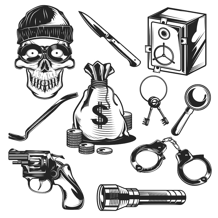 Vector Gratis set of thief elements