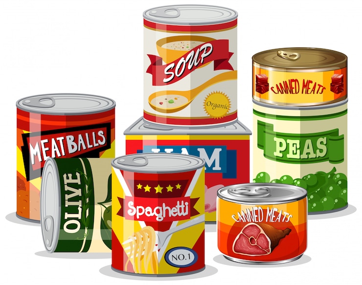 Vector Gratis set of tin food
