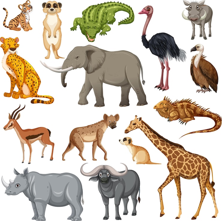 Vector Gratis set of various african animals